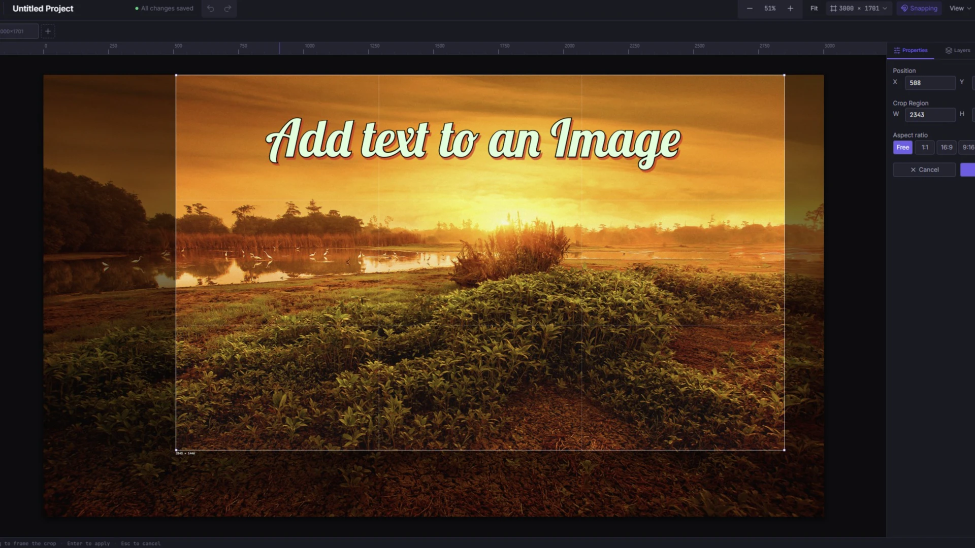 Crop handles on a photo in the Inkicity browser editor